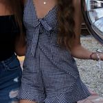 LF Black and white Gingham front tie romper Photo 3