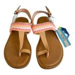 Toms Womens Bree Sling Back Sandals Honey Leather Woven Trim Size 9 NEW Photo 1