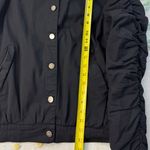 Doe & Rae  Black Ruched Sleeve Bomber Jacket Women's Size S Photo 2