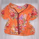 Free People  Women’s Floral Sheer Beaded V-Neck Top Photo 2