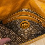 Tory Burch Designer Shinny Mustard Yellow Magnetic Closure Clutch Medium Duster Photo 4