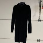 HOUSE OF HARLOW 1960 RIBBED BUTTON UP SWEATER DRESS BLACK LARGE Photo 1