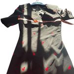 Vtg Escada black short sleeved A line dress black w: red floral embroidery 36 Photo 7