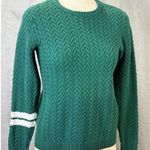 Janie and Jack Green Textured Knit Sweater White Stripe Sleeve Size 12 Photo 0