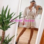 ZARA NEW RUFFLED SHORT JUMPSUIT OYSTER WHITE V NECK WOMENS SIZE M Photo 3