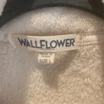 Wallflower Women’s Large Quarter Zip Fleece Pullover Jacket Gray & Cream Photo 1