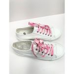 BP Canvas Sneakers Womens Size 6.5 White Pink Lace Up Casual Shoes Photo 3