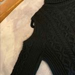 Ruff Hewn  Womens Large Petite Sweater Black Cable‎ Knit Turtleneck Cold Shoulder Photo 2