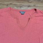 Natural Reflections Natural‎ Reflections Womens Peach Coral Split Neck Waffle Knit T-Shirt Size XL Photo 1