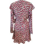 Robert Rodriguez Leopard Lena Wrap Dress White Black Red Long Sleeve Tie Ruffle Photo 5