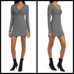 Reformation 💕💕 Jennie Ribbed Long Sleeve Body-Con Mini Dress Gray 90s XL NWT Photo 5