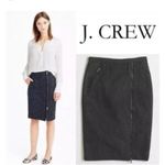 J. CrewAsymmetric Full Zip Wool Midi Pencil Classic Moto Gray Blue Size 10 Med Photo 7
