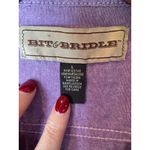 Bit & Bridle Shirt Women Large Purple Collared Floral Button Down Equestrian Photo 8