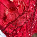Roaman's Vintage Red Silk Beaded Sequin Rhinestone Blazer Coat 2X Photo 11