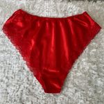 Delicates Red Satin Sleep Set  Lace Trimmed Sz Large Pajamas Photo 6