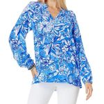 Lilly Pulitzer New Elsa blue white long sleeve blouse top XS Photo 0