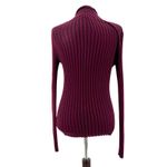 it's our time Y2K Ribbed Burgundy Babydoll Sweater Sz Small Preppy Deep V Grunge Photo 5