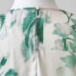 H&M Ivory Cream and Green Floral Botanical Pleated Long-Sleeve Blouse Top Small Photo 7
