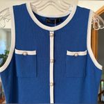 NEW Sleeveless Blue & White Dress With Pearl Buttons Photo 5