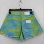 We Wore What  High Waist Denim Flare Bell Shorts Bright Tie-Dye Shorts NWT 26 Photo 6