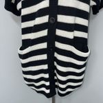 CAbi Whistle Cardigan Sweater Womens Size XXS Black White Striped Short Sleeve Photo 3