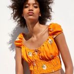 ZARA  floral orange tank top/ crop top size large; like new Photo 0