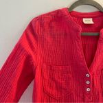 Anthropologie Blouse Mote Pink Textured Henley Long Sleeves Top Sz S EUC Photo 4
