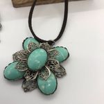 Turquoise Filagree Statement Necklace Hand Crafted Blue Photo 1