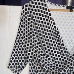 Talbots Midi Dress Black White Geometric Size L Photo 2