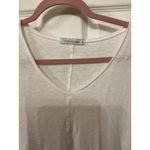 Cut Loose Raw Edge White Jersey Cotton/Linen V Photo 3