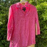 Tahari S 100% Linen  Top pink with button detail on sides Photo 2