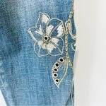 White House | Black Market WHBM Gold Embroidered Girlfriend Jeans Mid Rise Size 4 NWT Photo 2