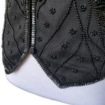 Vintage Silk Beaded Sequin Waistcoat Vest Black Photo 5