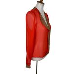 Sam And Lavi Red Sheer Blouse XS‎ Long Sleeve Boho Romantic Holiday Party Photo 1