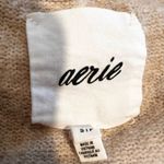 Aerie Unreal V Neck Sweater Exposed Seams Oversized Sweater Women's Small Beige Photo 3