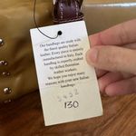 NWT Claudia Firenze Italian Leather Handbag | Yellow Burgundy | Studded Satchel Tan Photo 9