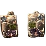 Sterling Silver Authentic Multigem 925  Brilliantly Handcrafted Earrings Huggies Photo 9