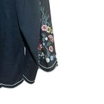 Umgee Top Womens Large Black Floral Embroidered Scallop Hem Drop Shoulder Blouse Photo 3