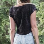 Vintage 80s / 90s Sequin Sparkly Disco Short Sleeve Blouse Multiple Size M Photo 11