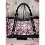 Ed Hardy Viral Rhinestone Studded Cheetah Satchel, Pink/black Photo 5