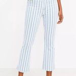 Loft Fresh Cut High Rise Kick Crop Striped Jeans Blue White Coastal Nautical Photo 0