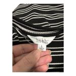 Nicole Miller  Black & White Striped Cap Sleeve Top Size L Photo 2