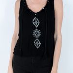 Hot Kiss Semi Sheer Black Aztec Print Embellished Tank Top Size Large Photo 0