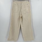 Loft  Pants Linen Cotton Blend Cropped Wide‎ Leg Cream Seamed Women’s Size 4 NWT Photo 4