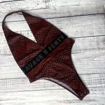 Savage X Fenty Logo Baby Leopard Plunge Bodysuit Burgundy Sm Red Photo 1