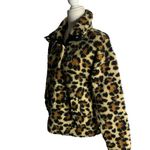 J.Crew Vintage Heavy Fleece Sweatshirt XS Leopard Print Snap Collar Flap Pockets Photo 2