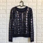 Ann Taylor  Women's Sequin Houndstooth Wool Navy Blue Sweater size XS‎ Photo 1