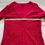 Talbots PL Hot Pink V-Neck Lace-Front Short-Sleeve Cardigan Photo 5