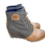 Sorel 1964 PDX Wedge Boot in Tan Leather and Green Canvas Elk Color Size 9 Photo 2