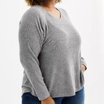 Sonoma Goods For Life Super Soft Ribbed Vneck Tunic Long Sleeve Top Sz XL Gray Photo 1